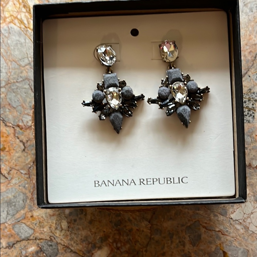 Banana Republic Silver and Black Statement Earrings